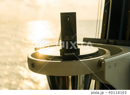 Close up of nautical marine magnetic compass on yacht or boat 40118163