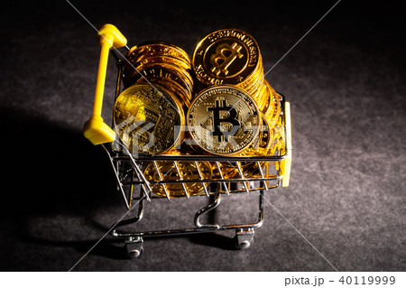 Bitcoin cryptocurrency coins with shopping cart 40119999