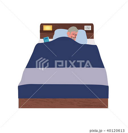 ベッドで眠る　シニア　イラスト 40120613