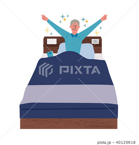起きる　シニア　男性　イラスト 40120618