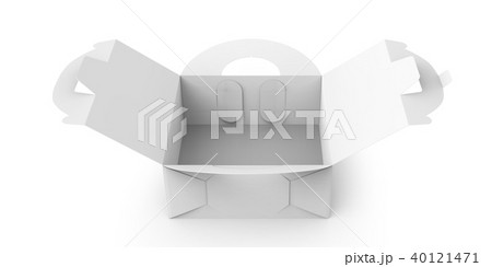 Blank open paper box with handle 40121471