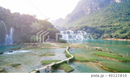 Ban Gioc waterfall in Vietnam, high angle view 40122810