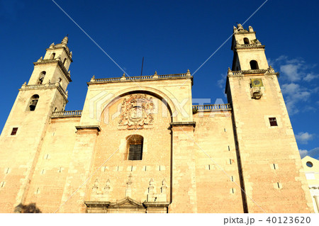 夕方のメリダのカテドラル（メキシコ） 40123620