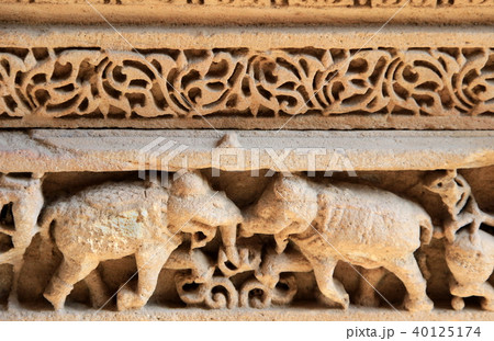 Carving on Step Well Wall Carving on Step Well Wall 40125174