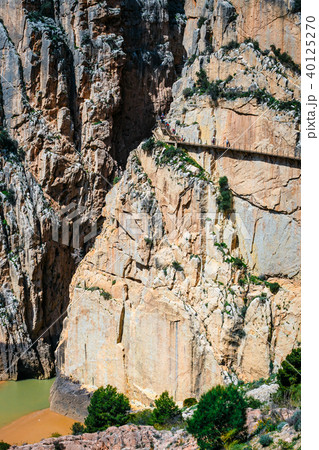 Caminito Del Rey, mountain path along steep cliffs Caminito Del Rey, mountain path along steep cliffs 40125270