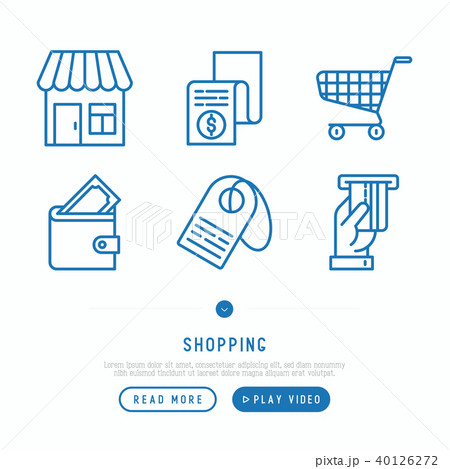 Shopping, e-commerce thin line icons set 40126272