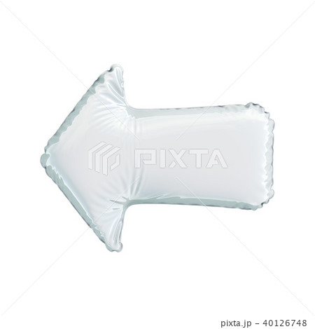 White symbol arrow made of inflatable balloon isolated on white background. White symbol arrow made of inflatable balloon isolated on white background. 40126748