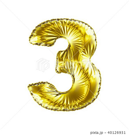 Number 3 three made of gold balloon isolated on a white background. Number 3 three made of gold balloon isolated on a white background. 40126931