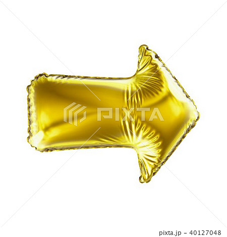 Golden arrow icon made of inflatable balloon isolated on white background. Golden arrow icon made of inflatable balloon isolated on white background. 40127048