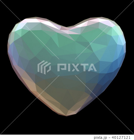 heart made in low poly style isolated on black background. 3d heart made in low poly style isolated on black background. 3d 40127121