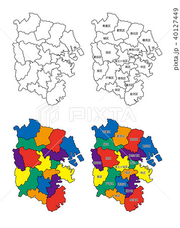 横浜市の地図 区割り のイラスト素材