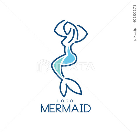 Mermaid logo, silhouette of mermaid for badge, invitation card, banner vector Illustration on a 40130175