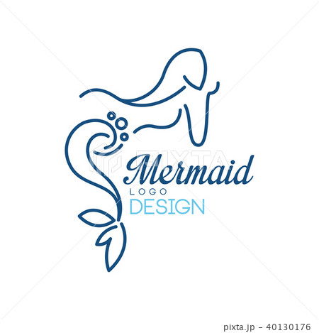 Mermaid logo design, silhouette of mermaid for badge, invitation card, banner vector Illustration on 40130176