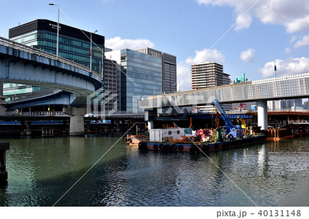 首都高速1号羽田線更新工事:一部架け替え工事中の大井JCT橋 首都高速1号羽田線更新工事:一部架け替え工事中の大井JCT橋 40131148