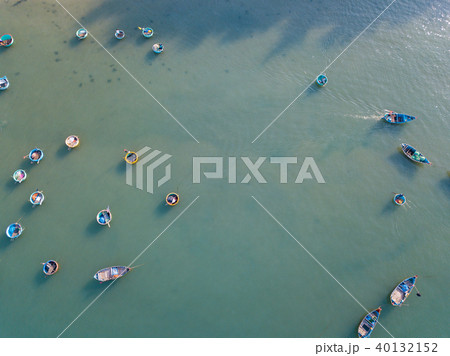 Aerial view fishing harbour market in Mui Ne 40132152