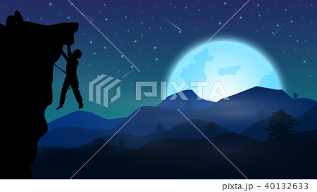 A man climbing mountain at night 40132633