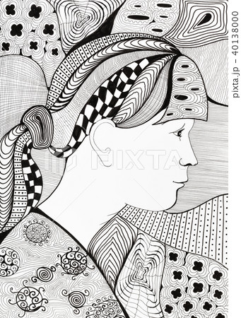 portrait of girl with abstract background ornament 40138000