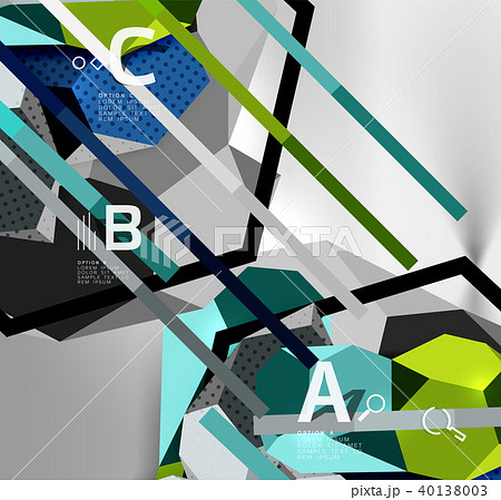 3d hexagon geometric composition, geometric digital abstract background 40138003