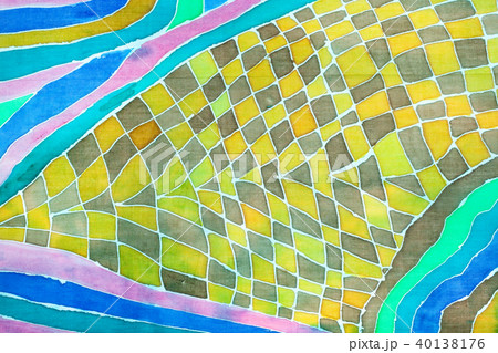 abstract ornament on silk scarf in batik technique 40138176