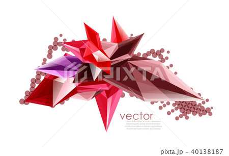 Color glass crystals on white background, geometric abstract composition with glass gemstones and 40138187