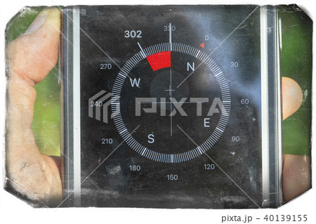 Compass in the hand on the nature background 40139155