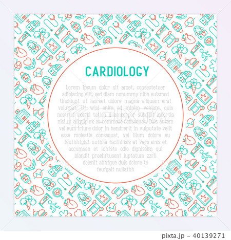 Cardiology concept with thin line icons 40139271