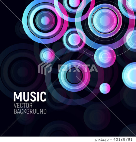 Abstract colorful circles on black background. Musical party design poster. Electronic disco club 40139791