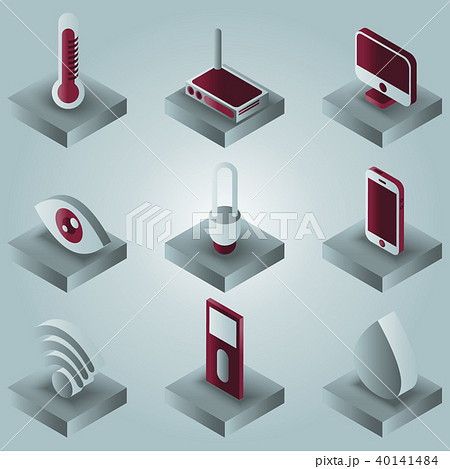 Smart home color gradient isometric icons 40141484