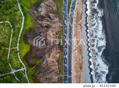 Drone photo of Costa Verde highway in Lima Drone photo of Costa Verde highway in Lima 40142396