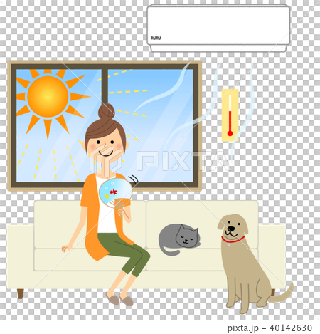 Cool young woman heat stroke measures 40142630