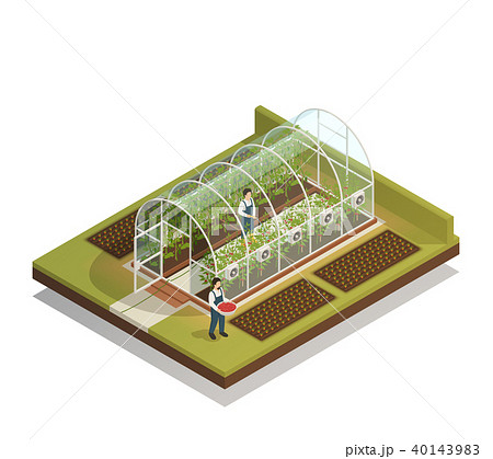 Tunnel Shaped Greenhouse Isometric Composition Tunnel Shaped Greenhouse Isometric Composition 40143983
