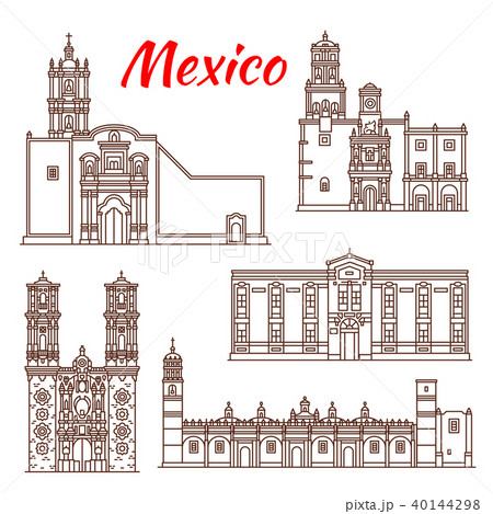 Mexican travel landmark icon for tourism design 40144298