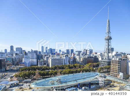 名古屋テレビ塔とオアシス21を見下ろす街並み風景 40144350