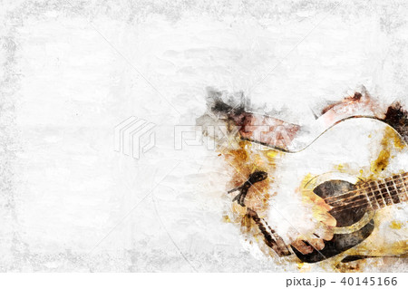 Playing acoustic guitar watercolor painting 40145166
