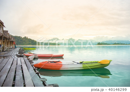 Kayak parked views of the mountain dam. Kayak parked views of the mountain dam. 40146299