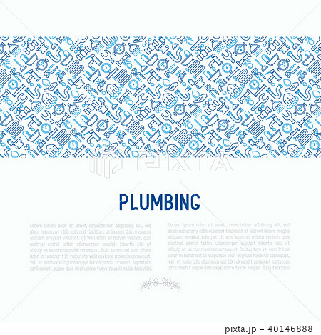 Plumbing concept with thin line icons 40146888