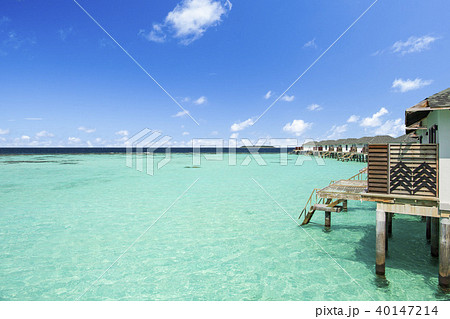 南国 モルディブ モルジブ 海 ハワイ 夏 海外 水上ヴィラの写真素材