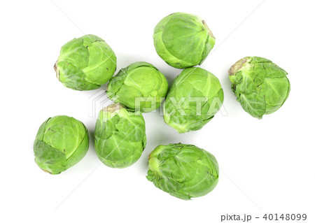 Brussels sprouts isolated on white background closeup. Top view. Flat lay Brussels sprouts isolated on white background closeup. Top view. Flat lay 40148099