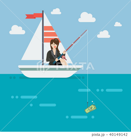 Business woman fishing money 40149142