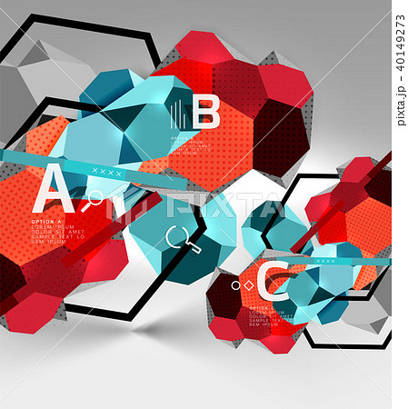 3d hexagon geometric composition, geometric digital abstract background 40149273