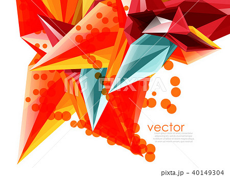 Color glass crystals on white background, geometric abstract composition with glass gemstones and 40149304