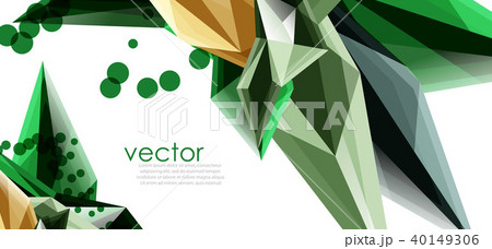 Color glass crystals on white background, geometric abstract composition with glass gemstones and 40149306