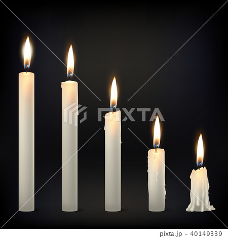 Vector 3d realistic different whiteparaffin or wax burning party candle icon set closeup isolated on 40149339