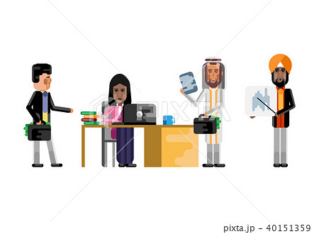 Arabic and indian business staff working in office 40151359