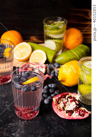 Natural detox water made of organic fruits 40152853