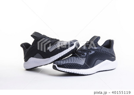 Close up black sport running and fitness shoe. 40155119