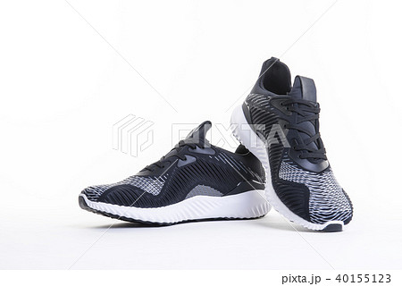 Close up black sport running and fitness shoe. 40155123