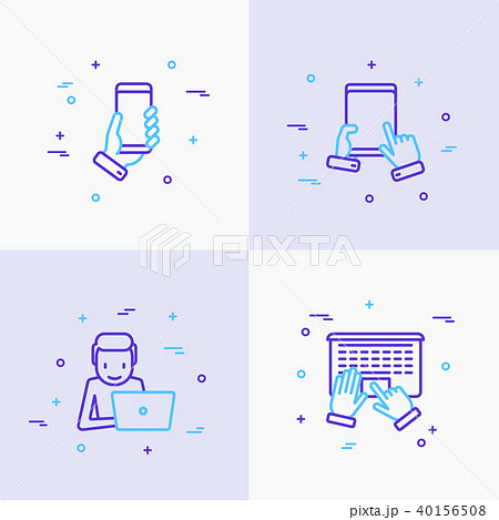 Using devices thin line icons set Using devices thin line icons set 40156508