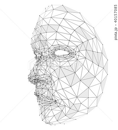 Human face consisting of lines, polygons and dots 40157085