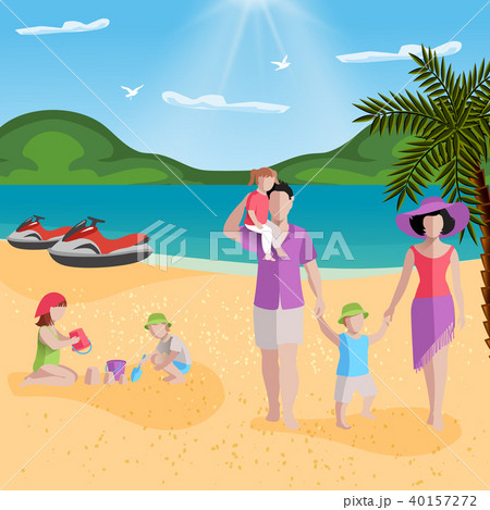 Family Rest In Lagoon Composition 40157272